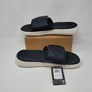Under Armour Men UA Ignite Pro 8 Slides Black/White Sz 11 Slip On Casual Sandals